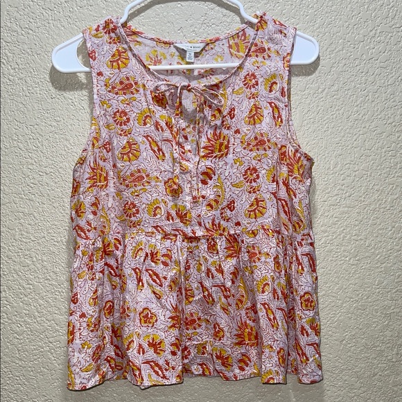 Lucky Brand Tops - Lucky Brand Floral Sleeveless Blouse - Red and Yellow